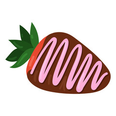 Strawberry in chocolatte and pink glaze.Romantic sweet.