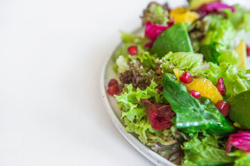 dish salad slicing fresh greens spinach avocado