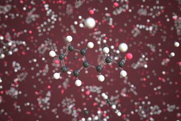 Cinnamaldehyde molecule made with balls, scientific molecular model. Chemical 3d rendering