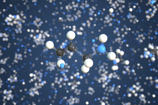 Allylamine molecule. Conceptual molecular model. Chemical 3d rendering © Alexey Novikov