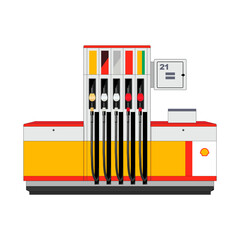 Isolated vector drawing of a modern filling station on the white background