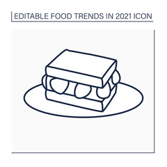 Sandos line icon. Japanese sandwich. Snack. Fruit sandwich with strawberry. Dessert. Food trends concept. Isolated vector illustration. Editable stroke