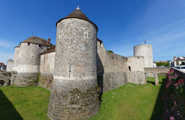 Fototapeta na wymiar Dourdan fortress is a military construction, built in the 13th century to defend the southern part of the royal estate. Parisian region. France.