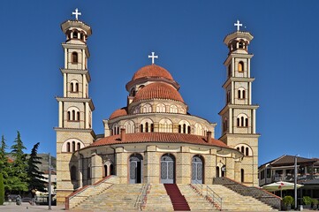 Fototapeta na wymiar The Resurrection of Christ Cathedral of Korca