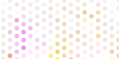 Fototapeta na wymiar Light pink, yellow vector background with bubbles.