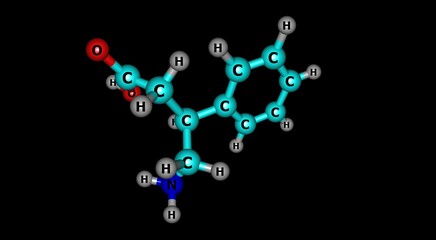 Phenibut molecular structure isolated on black