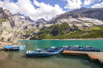 Fototapeta na wymiar The Kandersteg Valley and Oeschinen Lake in Switzerland 