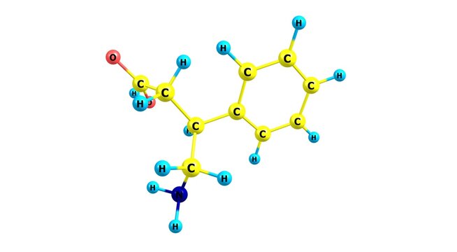 Phenibut molecular structure isolated on white