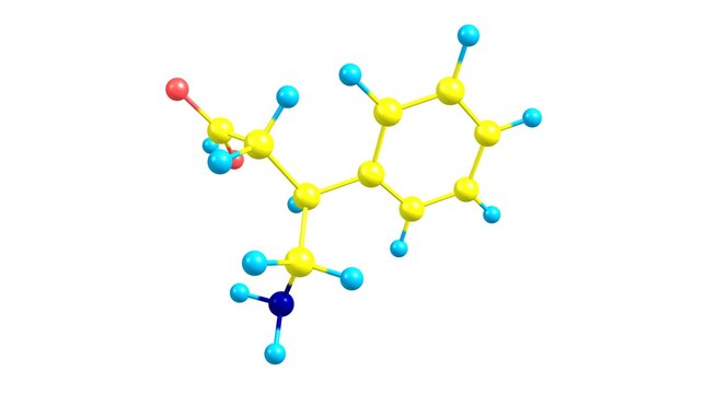 Phenibut molecular structure isolated on white