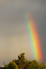 View on a rainbow against a grey sky