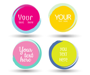 Handwritten with color circle brush stroke backgrounds for business, banner, promotion and advertising. Abstract vector banners. Design illustration elements. - Vector
