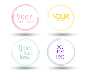 Handwritten with color circle brush stroke backgrounds for business, banner, promotion and advertising. Abstract vector banners. Design illustration elements. - Vector