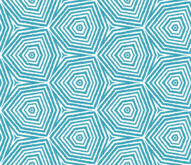 Exotic  seamless pattern. Turquoise symmetrical