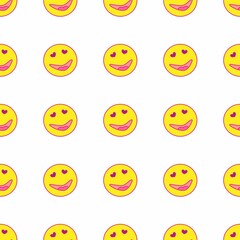 Seamless pattern with smiley face. Background. Smile line icon texture. Vector illustration.