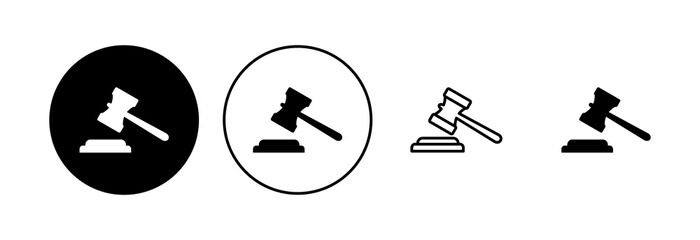 Gavel icon set. judge gavel icon vector. law icon vector. auction hammer