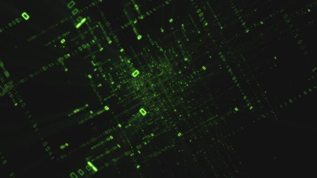 Abstract binary background, number streams, matrix effect.
