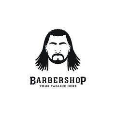 Afro african american dreadlocks locs dreads barbershop hair stylist logo icon with hair silhouette