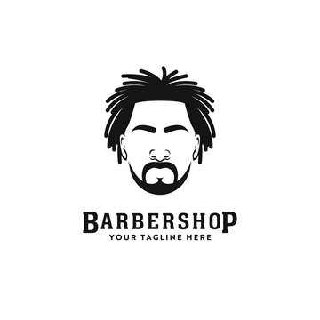 Dreadlocks Locs Dreads African American Barbershop Hair Stylist Logo Icon With Head Hair Silhouette