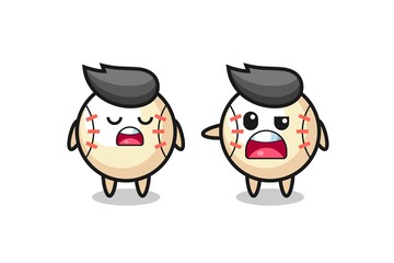 illustration of the argue between two cute baseball characters