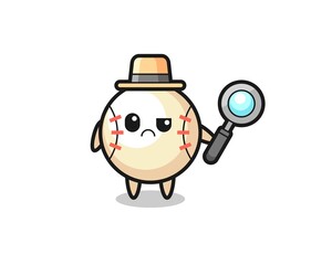 the mascot of cute baseball as a detective