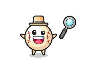 illustration of the baseball mascot as a detective who manages to solve a case