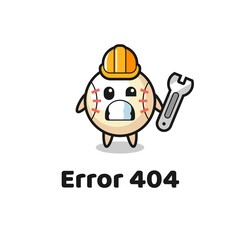 error 404 with the cute baseball mascot