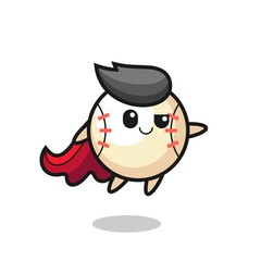 cute baseball superhero character is flying