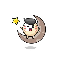 illustration of baseball cartoon sitting on the half moon