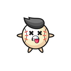 character of the cute baseball with dead pose