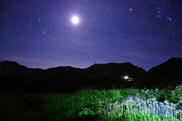 月夜の北アルプス 立山連峰