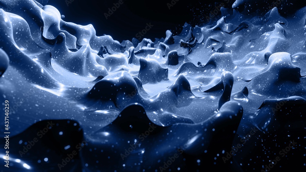 Aufkleber 3d render. liquid black gradient. glossy paint surface as abstract stylish background. glitters in v