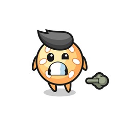 the illustration of the sesame ball cartoon doing fart