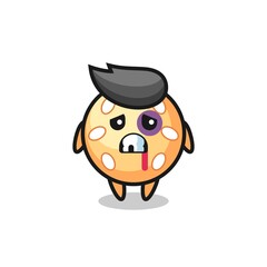 injured sesame ball character with a bruised face