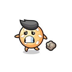 illustration of the sesame ball running in fear