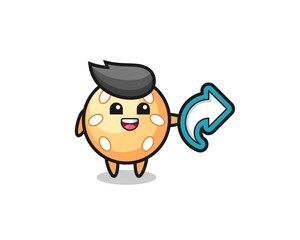 cute sesame ball hold social media share symbol