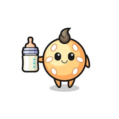 baby sesame ball cartoon character with milk bottle