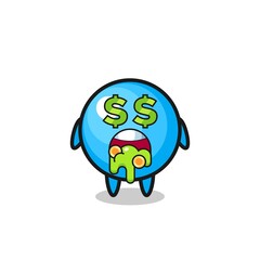 bubble gum character with an expression of crazy about money