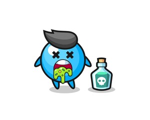 illustration of an bubble gum character vomiting due to poisoning