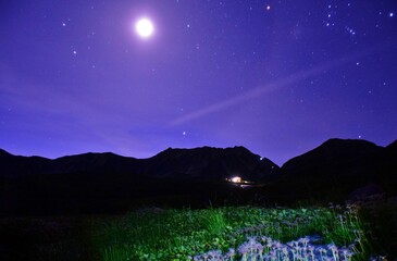 月夜の北アルプス 立山連峰