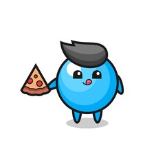 cute bubble gum cartoon eating pizza