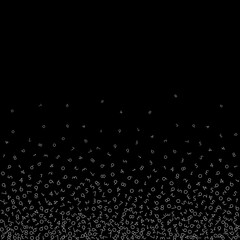 Falling numbers, big data concept. Binary white disorderly flying digits. Resplendent futuristic banner on black background. Digital vector illustration with falling numbers.