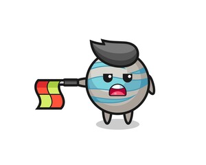 planet character as line judge hold the flag straight horizontally