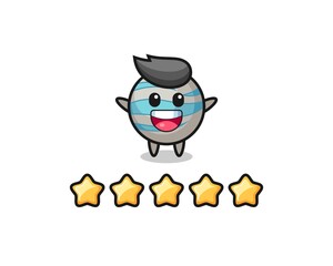 the illustration of customer best rating, planet cute character with 5 stars