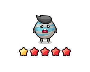 the illustration of customer bad rating, planet cute character with 1 star
