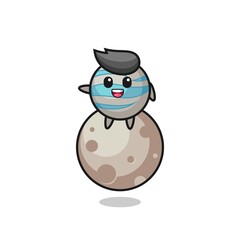 illustration of planet cartoon sitting on the moon