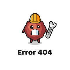 error 404 with the cute meatball mascot