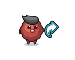 cute meatball hold social media share symbol