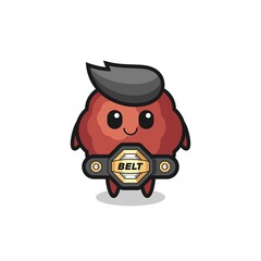 the MMA fighter meatball mascot with a belt