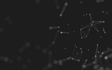 Fototapeta premium Abstract background. Molecules technology with polygonal shapes, connecting dots and lines. Connection structure. Big data visualization.