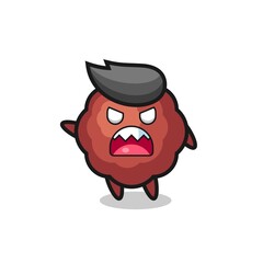 cute meatball cartoon in a very angry pose